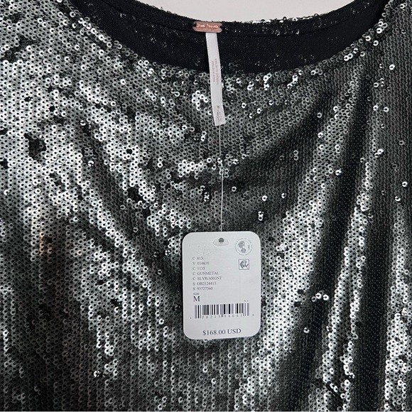 FREE PEOPLE Manuka Sequin Mini Dress in Gunmetal NWT Size: Med - Picture 3 of 4